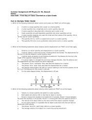 Summer Assignment AP Physics B- Ms. Boesch Name: Due Date ...