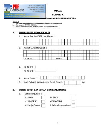 1 JADUAL BORANG A PERMOHONAN PENUBUHAN KAFA A ...