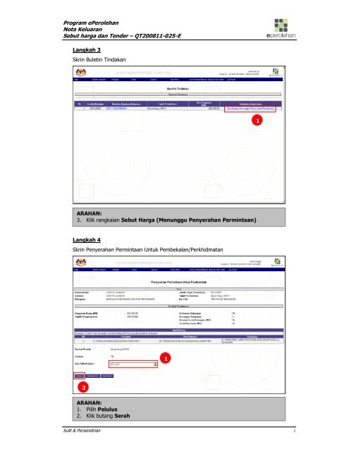 nota keluaran sebut harga dan tender nombor rujukan ... - ePerolehan