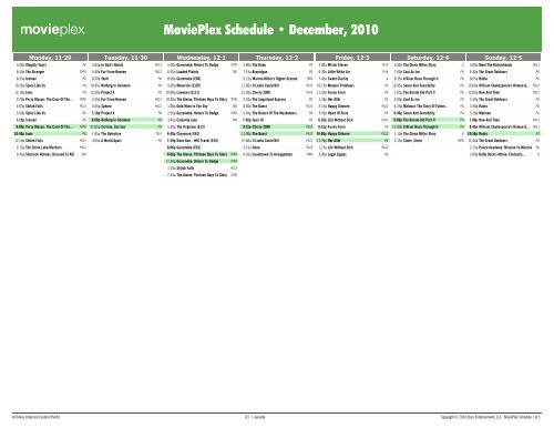 MoviePlex Schedule - December, 2010 - Starz MoviePlex Schedule - December, 2010 - Starz