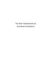 The Next Generation of Austrian Economics Essays in Honor of Joseph T. Salerno