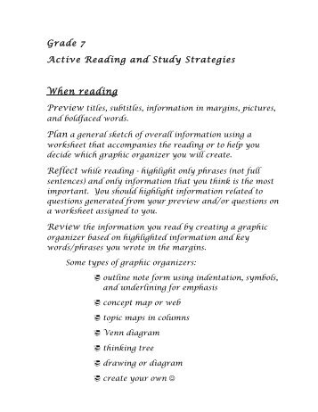 to download the Grade 7 Active Reading and Study Strategies