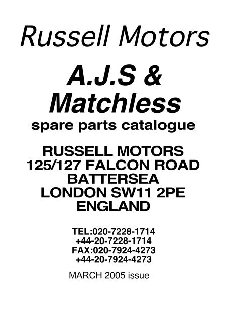 spare parts catalogue RUSSELL MOTORS 125/127 FALCON ROAD ...