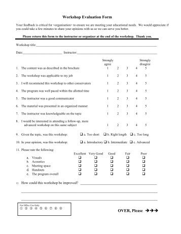 WORKSHOP EVALUATION FORM - INASP