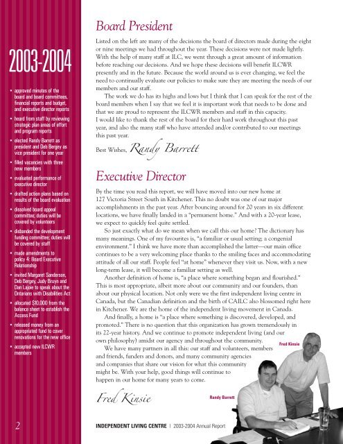 Annual Report 2003-2004 - Independent Living Centre of Waterloo ...