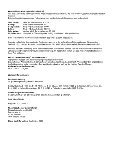 Gelsemium Phcp - PHÃ–NIX LABORATORIUM GmbH