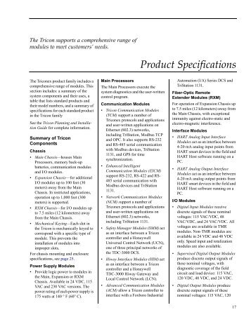 Technical Product Guide for Tricon v10 Systems - Invensys