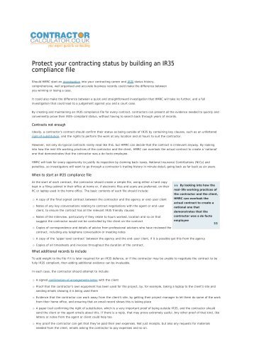 Protect your contracting status by building an IR35 compliance file