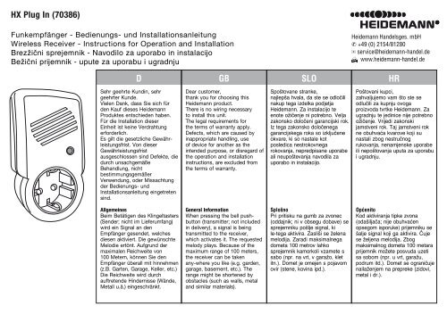 Anleitung D, GB, SL, HR - Heidemann