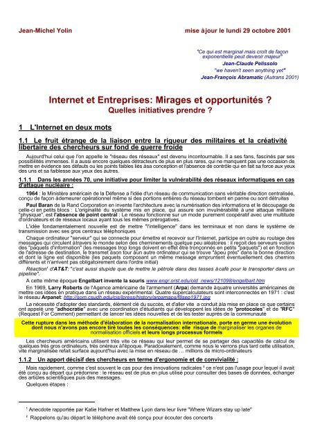 Internet et Entreprise : Mirages et opportunitÃ©s - Base de ...