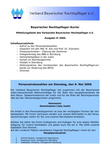 Ausgabe Ii 06 Verband Bayer Rechtspfleger E V