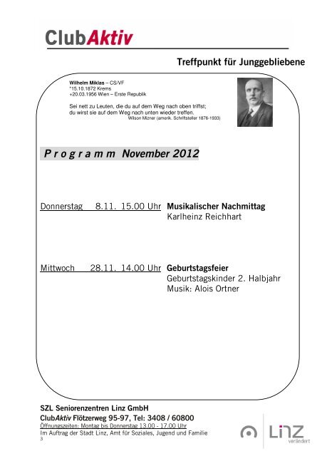 PDF-Datei (125 kB ) Programm Club Aktiv - Stadt Linz - Portal