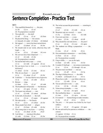 Sentence Completion - Practice Test - Bankexam.co.in