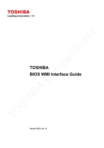 TOSHIBA BIOS WMI Interface Guide - Toshiba-tro.de