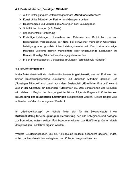 Konzept zur Leistungsbewertung - Gymnasium Baesweiler