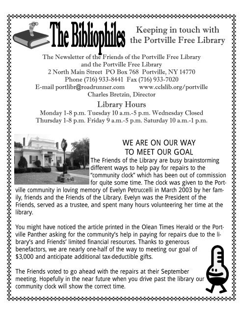 Keeping in touch with the Portville Free Library