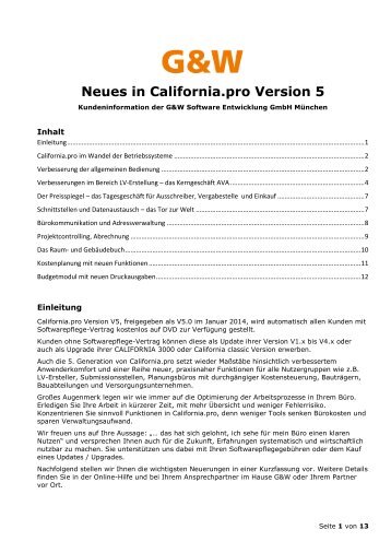 Neues in California.pro Version 5 - G&W Software Entwicklung GmbH