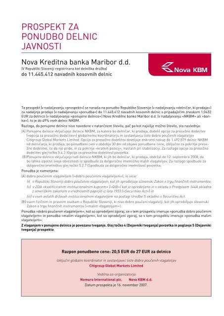 Nova kreditna banka Maribor, d. d, Maribor - Agencija za trg ...