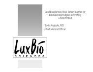 Lux Biosciences-New Jersey Center for Biomaterials/Rutgers ...