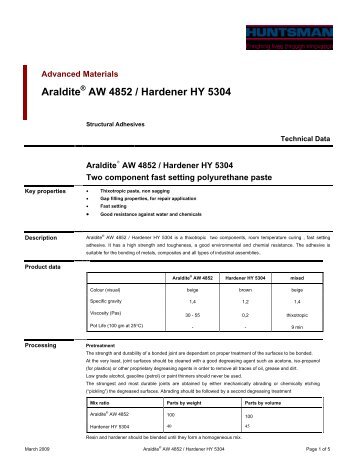 Araldite AW 4852 / Hardener HY 5304 - DanLube