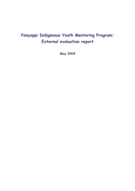 Panyappi Indigenous Youth Mentoring Program Evaluation