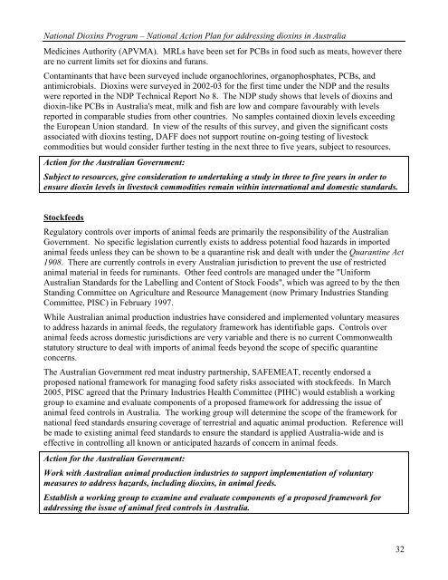 National Action Plan for Addressing Dioxins in Australia