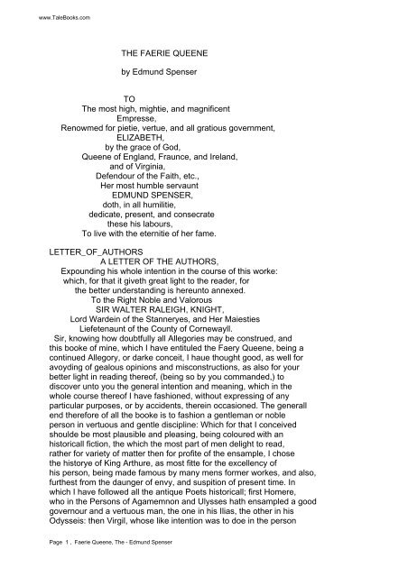 The Faerie Queene Edmund Spenser To The Pla Ee