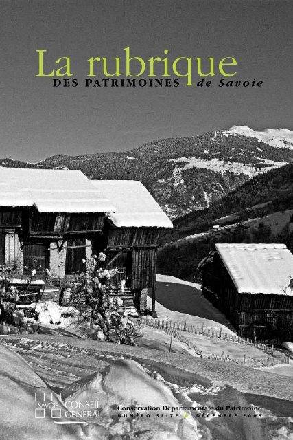 DES PATRIMOINES de Savoie - Conseil Général de Savoie