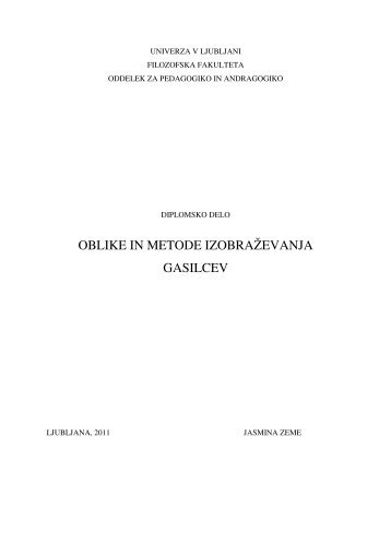 OBLIKE IN METODE IZOBRAÅ½EVANJA GASILCEV - Oddelek za ...