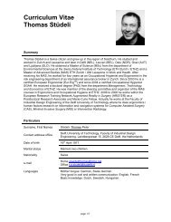 Curriculum Vitae Thomas Stüdeli - Velowochen