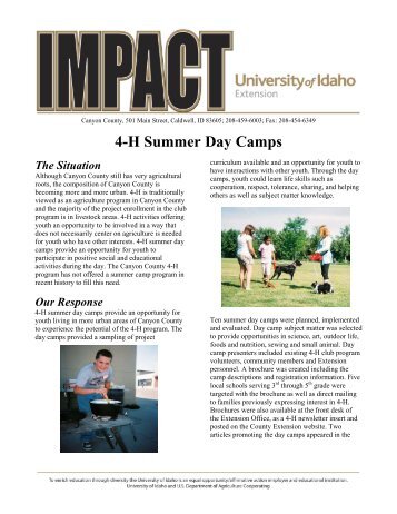 4-H Summer Day Camps - University of Idaho Extension (Ver página)