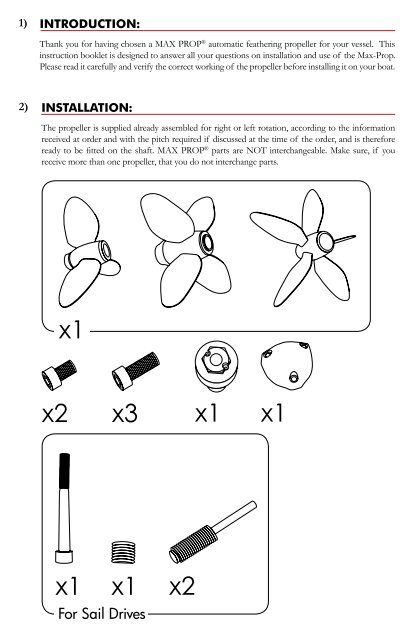 Max-Prop Easy & Whisper Installation Instructions - PYI Inc.