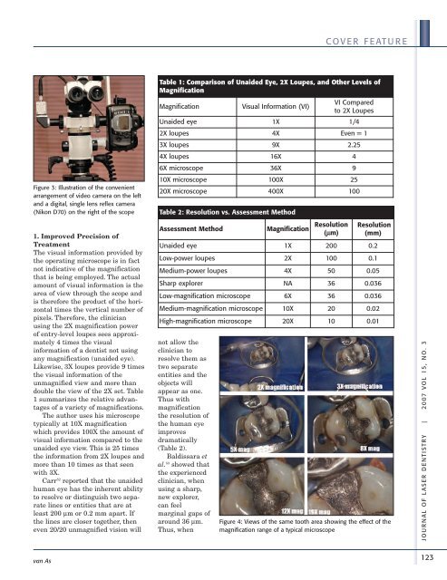 Optimizing visualization and ergonomics. - Academy of Laser Dentistry