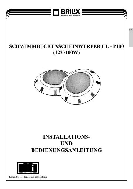 p100 (12v/100w) installations- und bedienungsanleitung - BRILIX.com