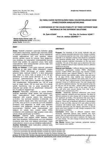 8. Yurdanur Uçar.pdf - Diş Hekimliği Fakültesi Dergisi