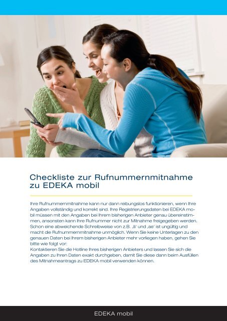 Leitfaden zur Rufnummernportierung - EDEKA mobil