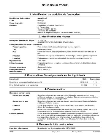 FICHE SIGNALÃTIQUE 1. Identification du produit et de l'entreprise ...