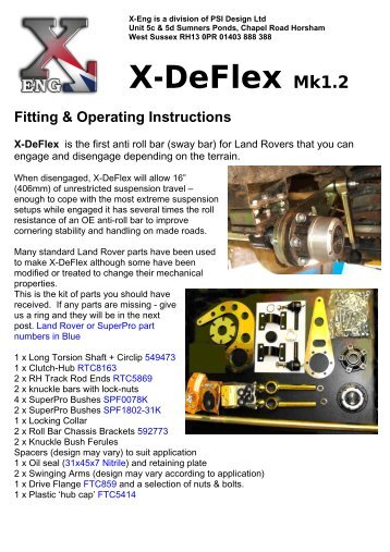 Fitting & Operating Instructions X-DeFlex - X-Eng