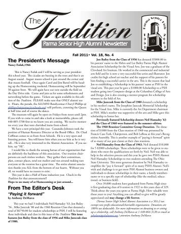 The President's Message From The Editor's Desk - Parma Senior ...
