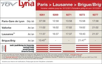 Paris > Lausanne > Brigue/Brig - TGV Lyria