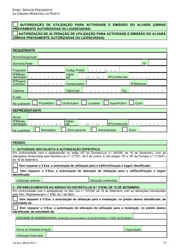autorizaÃ§Ã£o de utilizaÃ§Ã£o para actividade e emissÃ£o do alvarÃ¡