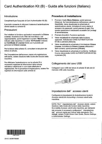 Card Authentication Kit (B) - Guida alle funzioni (Italiano) - Kyocera