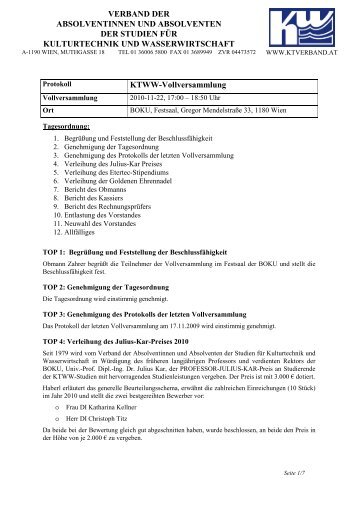 Protokoll v. 22.11.2010 - Absolventenverband der DI fÃ¼r ...