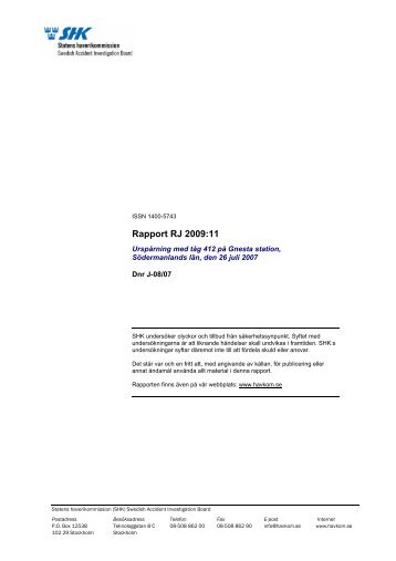 redovisat rapporten - Statens Haverikommission