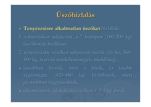 Szarvasmarha-hizlalÃ¡s - SZIE MKK - Szent IstvÃ¡n Egyetem