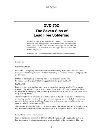 DVD-70C The Seven Sins of Lead Free Soldering - IPC Training ...