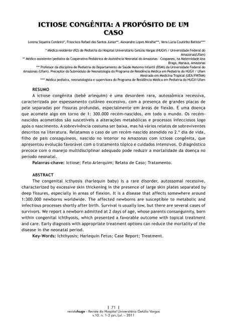 Revista HUGV 2011 n.1 - Hospital UniversitÃ¡rio GetÃºlio Vargas - Ufam