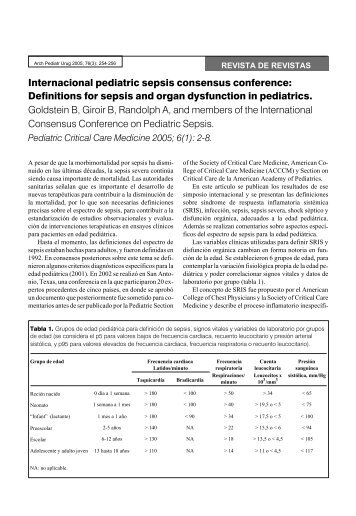 Internacional pediatric sepsis consensus conference: Definitions for ...