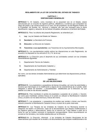 reglamento de la ley de catastro del estado de tabasco - H ...