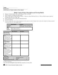 Roller Coaster Project Description and Scoring Rubric - Northwest ...